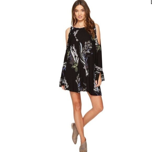 Free People Women's Clear Skies Printed Tunic Black Womens‎ Size S Dress Top - Picture 1 of 10